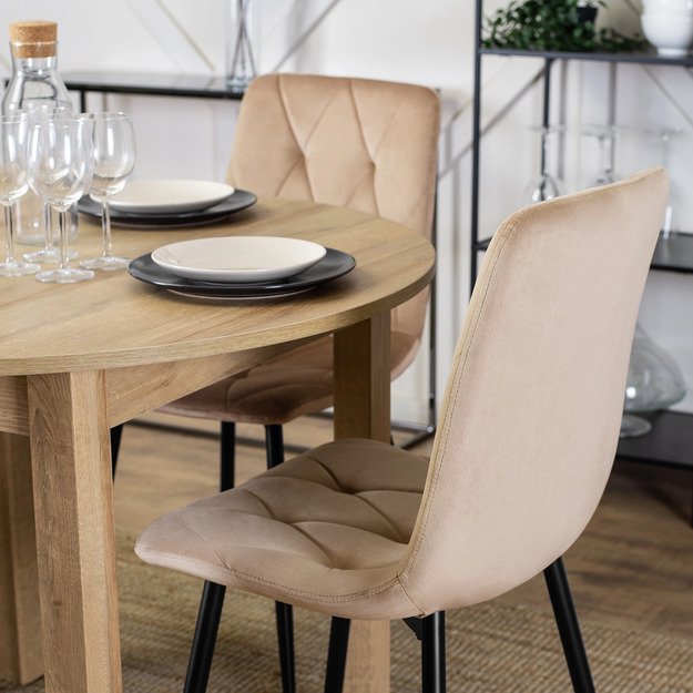 Robinas ROBIN apmuštas svetainės krėslas, smėlio spalvos, aksominis, modernus loftas 3