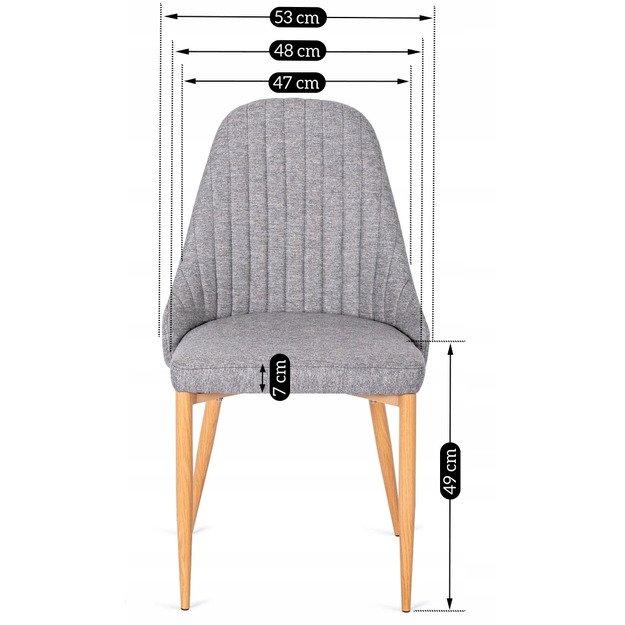 Turinas TORINO apmuštas valgomojo krėslas, pilkas, modernus 5