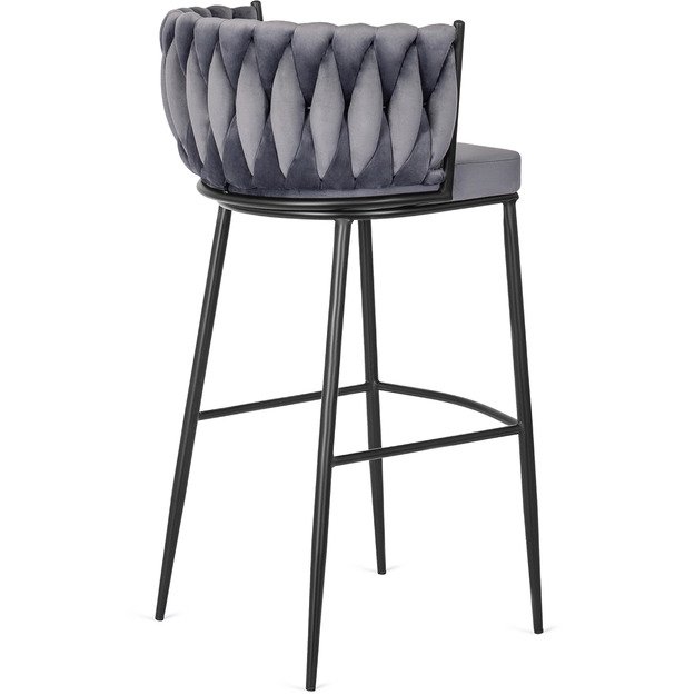 Floresas Apmuštas austas baro kėdė FLORES, pilkas aksomas, modernus loftas 4