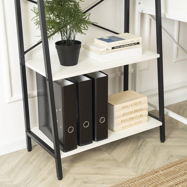 Vioras VIOR žema atvira lentyna svetainei, balta/juoda, metalinė, žaislams, modernus 2