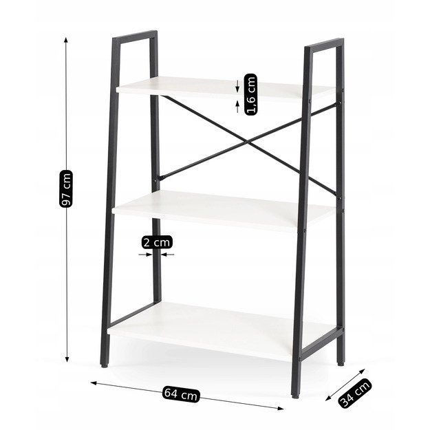 Vioras VIOR žema atvira lentyna svetainei, balta/juoda, metalinė, žaislams, modernus 8