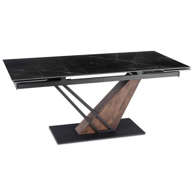 Reksas REX stačiakampis ištraukiamas stalas, 160–220 cm, keramika, tamsiai ruda/juoda, moderniam lofto stiliaus valgomajam 1