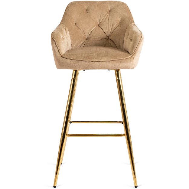 Salemas Apmuštas baro kėdė SALEM 2, smėlio spalvos/auksinio aksomo, modernus glamūras 8