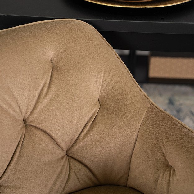 Salemas Apmuštas baro kėdė SALEM 2, smėlio spalvos/auksinio aksomo, modernus glamūras 3