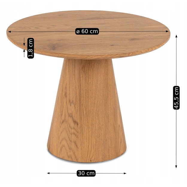 Carly CARLY kavos staliukas, 60 cm, ąžuolo spalvos, modernus lofto stiliaus 6