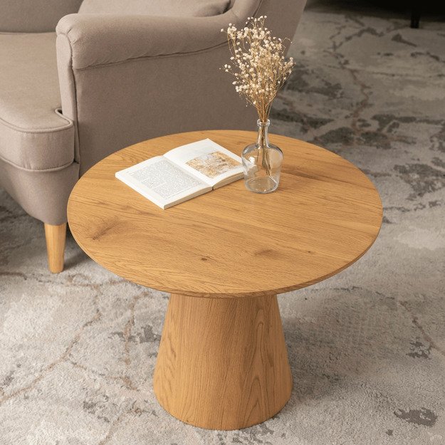 Carly CARLY kavos staliukas, 60 cm, ąžuolo spalvos, modernus lofto stiliaus 2