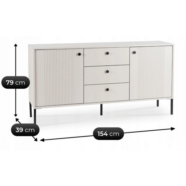 Minkštas SOFT svetainės komoda, 154 cm, kašmyro raštas, dviejų durų, moderni 10