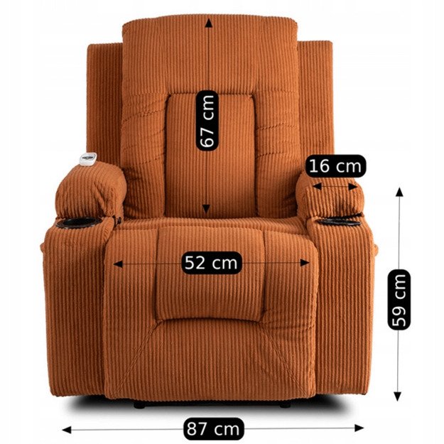 Dėžutė BOX atlošiama masažinė kėdė su pakoja, surūdijusio velveto imitacija, moderni 15