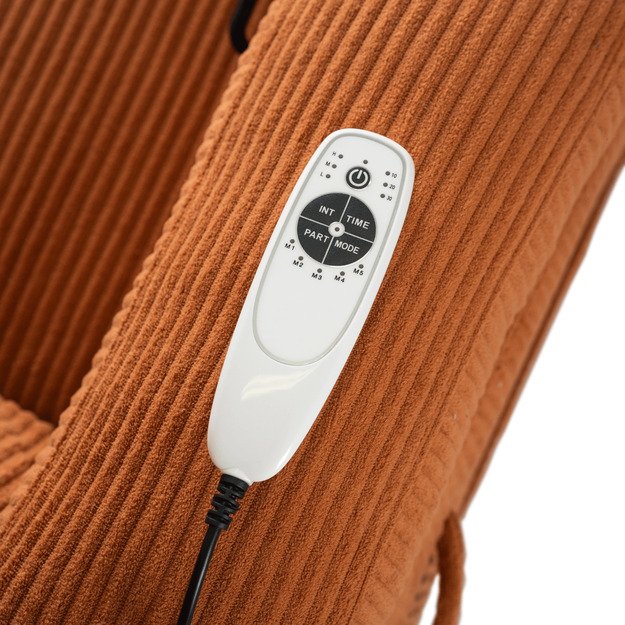 Dėžutė BOX atlošiama masažinė kėdė su pakoja, surūdijusio velveto imitacija, moderni 10