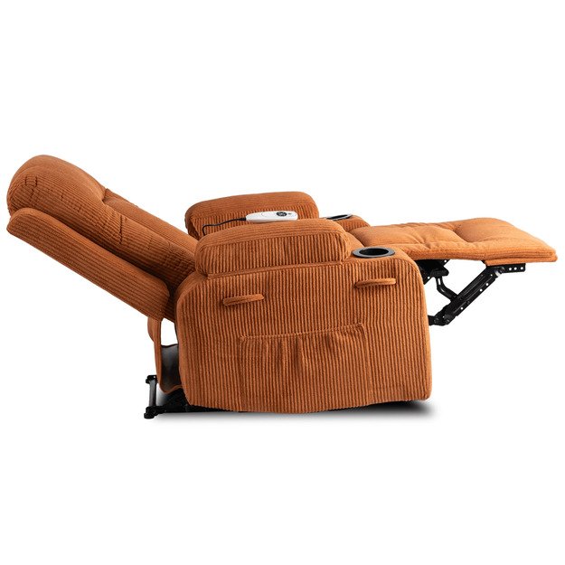 Dėžutė BOX atlošiama masažinė kėdė su pakoja, surūdijusio velveto imitacija, moderni 7