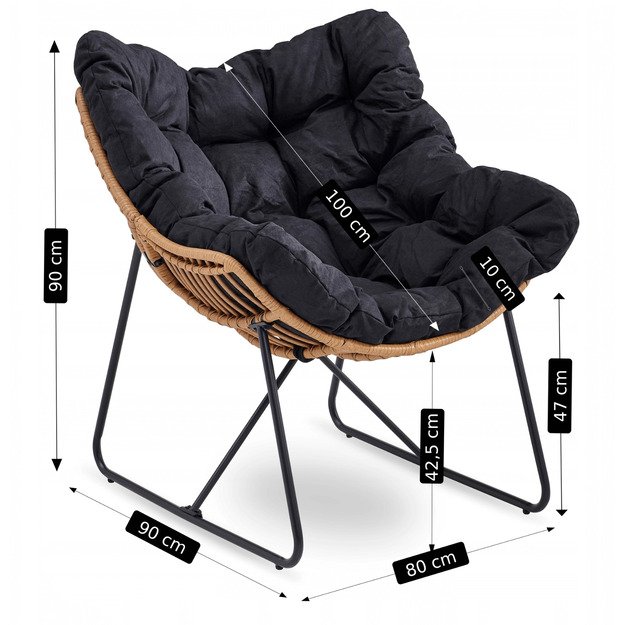 Eltonas ELTON sodo supamoji kėdė su rogutėmis, juoda, moderni 5