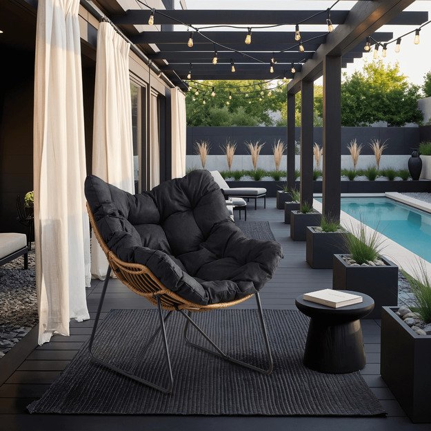 Eltonas ELTON sodo supamoji kėdė su rogutėmis, juoda, moderni