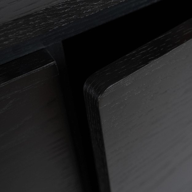 Beck BECK svetainės komoda, 160 cm, juoda, trijų durų, grioveliai, moderni 8