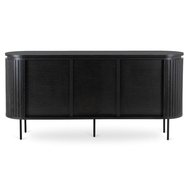 Beck BECK svetainės komoda, 160 cm, juoda, trijų durų, grioveliai, moderni 6