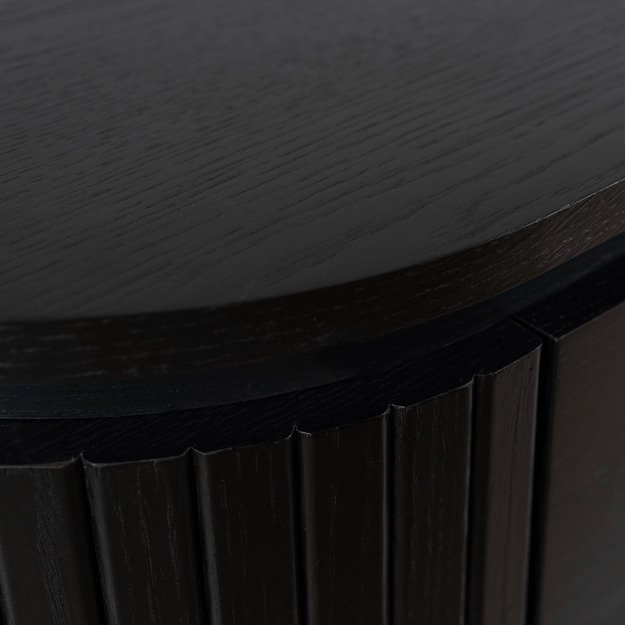 Beck BECK svetainės komoda, 160 cm, juoda, trijų durų, grioveliai, moderni 7