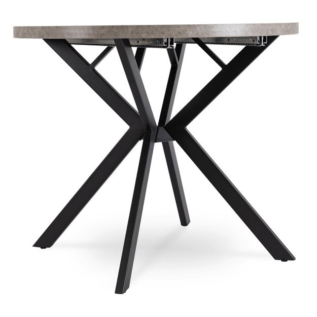 Lugo LUGO išskleidžiamas apvalus stalas, 90–190 cm, pilkas /juodas, lofto stiliaus 6