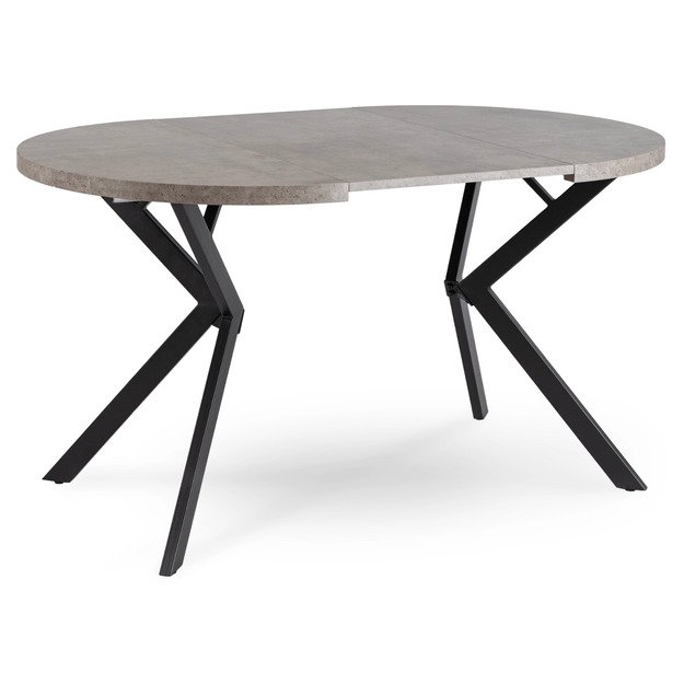 Lugo LUGO išskleidžiamas apvalus stalas, 90–190 cm, pilkas /juodas, lofto stiliaus 9