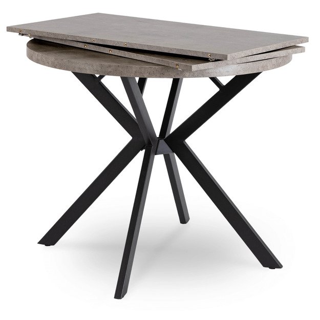 Lugo LUGO išskleidžiamas apvalus stalas, 90–190 cm, pilkas /juodas, lofto stiliaus 8