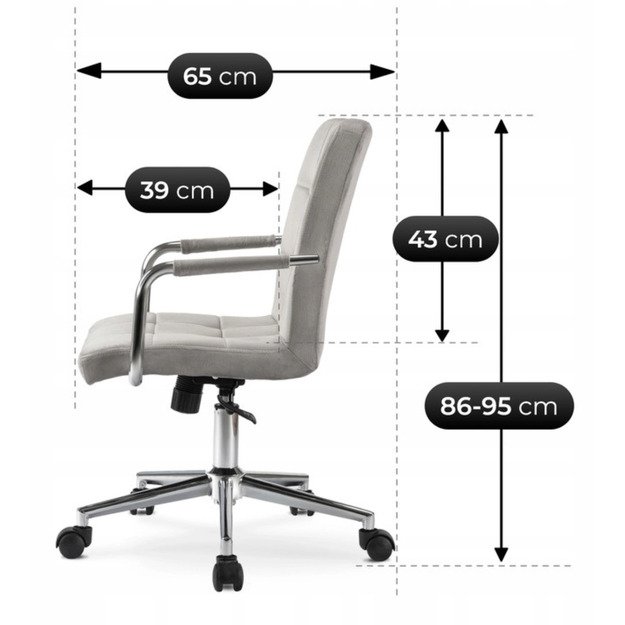 ASTRO pilka aksominė pasukama kėdė 8