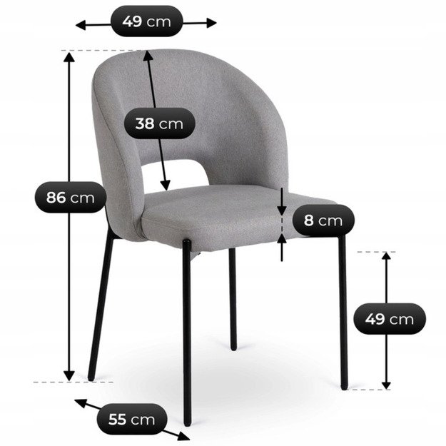 Broliai BROS minkštas krėslas, pilkas, modernus 4