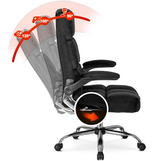 Londonas LONDON juoda aksominė pasukama biuro kėdė moderniam stalui 9