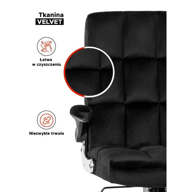 Londonas LONDON juoda aksominė pasukama biuro kėdė moderniam stalui 7