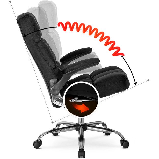 Londonas LONDON juoda aksominė pasukama biuro kėdė moderniam stalui 8