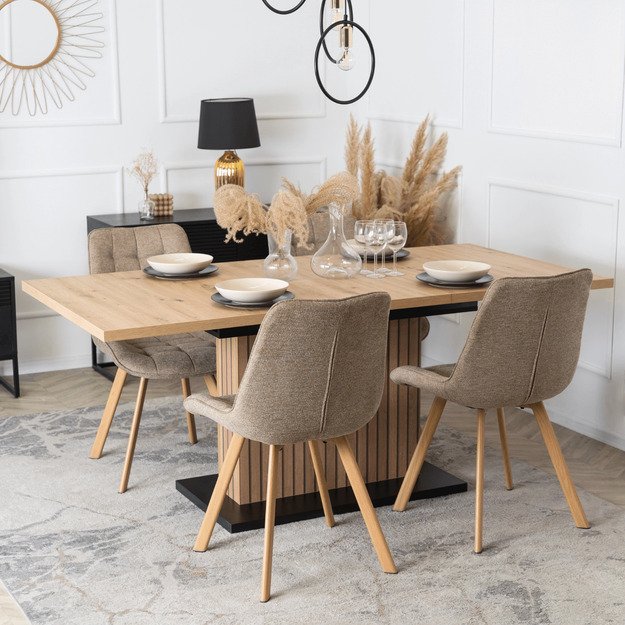 Keitė KATHY minkštas svetainės krėslas, smėlio spalvos, modernus, skandinaviškas 1