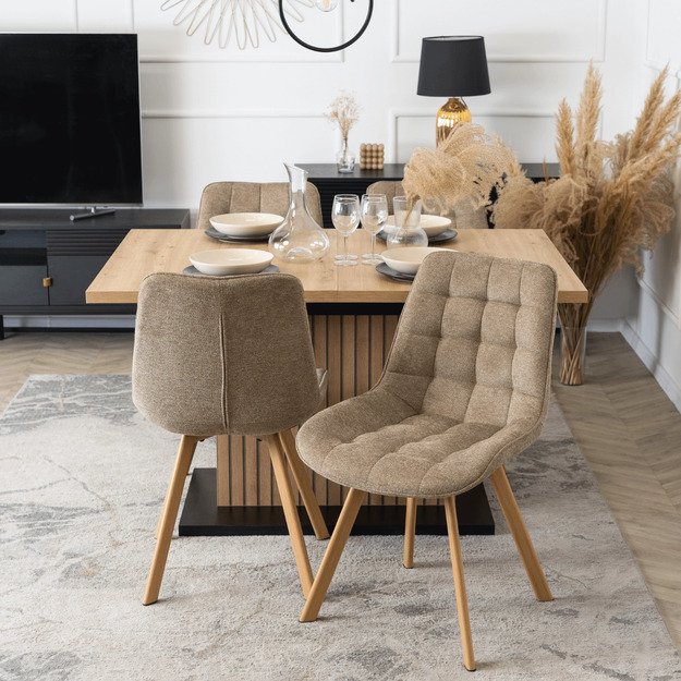 Keitė KATHY minkštas svetainės krėslas, smėlio spalvos, modernus, skandinaviškas