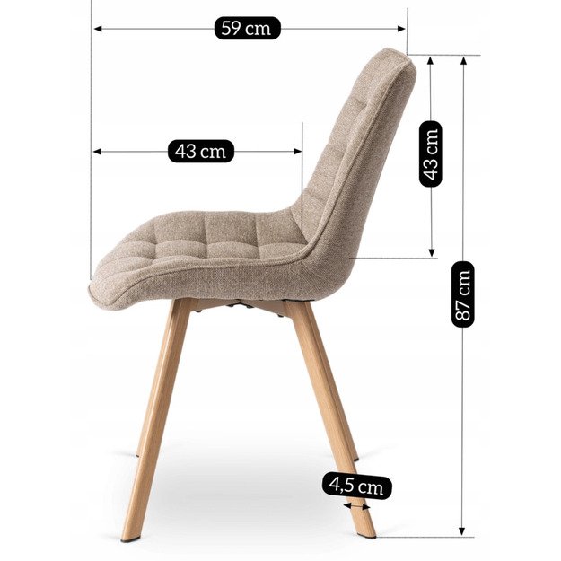 Keitė KATHY minkštas svetainės krėslas, smėlio spalvos, modernus, skandinaviškas 9