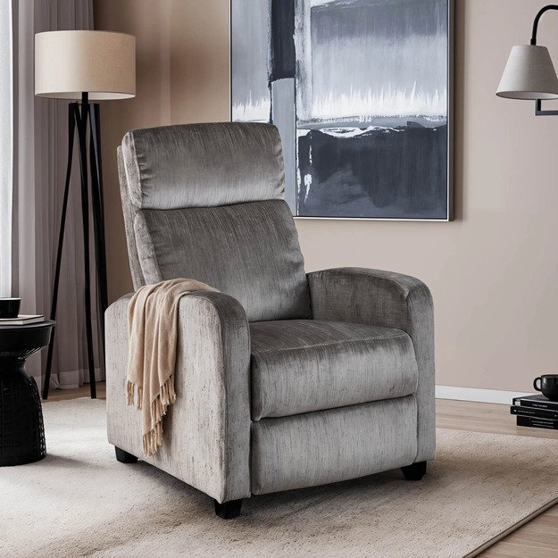 Dani DANNY atlošiamas fotelis su pakoja, moderniai pilkas