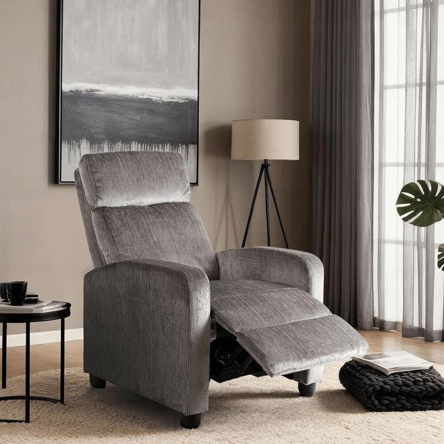 Dani DANNY atlošiamas fotelis su pakoja, moderniai pilkas 1