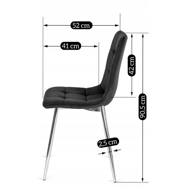 Cezaris CESAR apmuštas valgomojo krėslas, juodo aksomo, modernus loftas 5