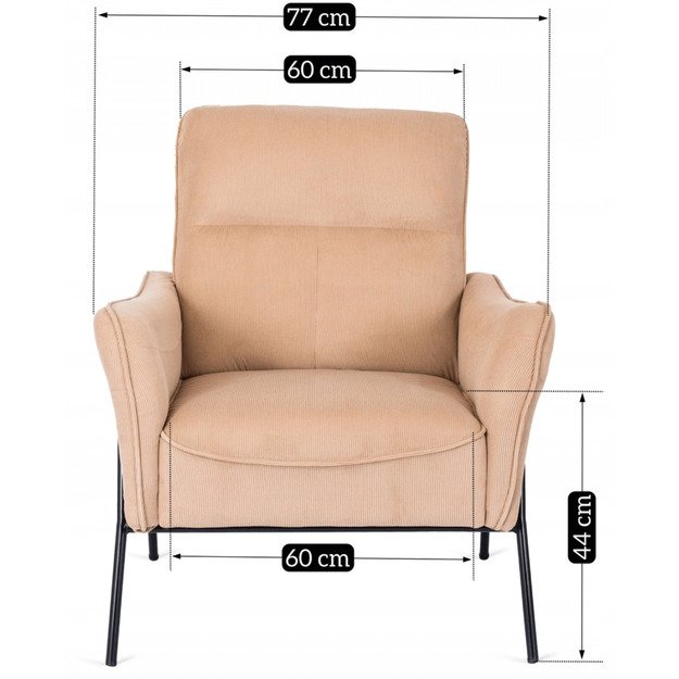 Albertas ALBERTO smėlio spalvos kordoro stiliaus fotelis moderniai svetainei 8