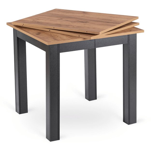Benas BEN kvadratinis ištraukiamas stalas, 80–200 cm, ąžuolo spalvos / juodas, modernus lofto stiliaus 4