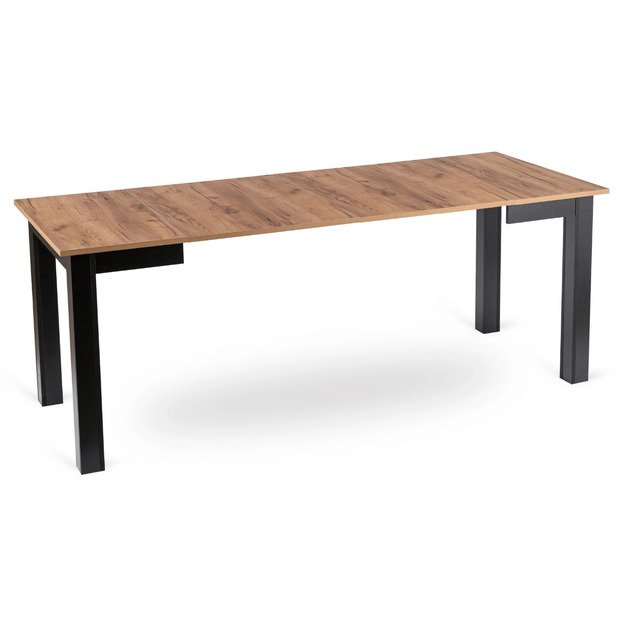 Benas BEN kvadratinis ištraukiamas stalas, 80–200 cm, ąžuolo spalvos / juodas, modernus lofto stiliaus 6