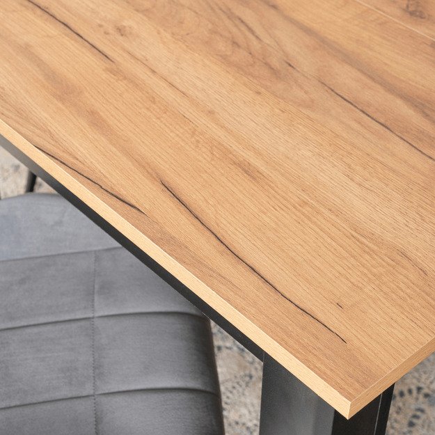 Benas BEN kvadratinis ištraukiamas stalas, 80–200 cm, ąžuolo spalvos / juodas, modernus lofto stiliaus 2