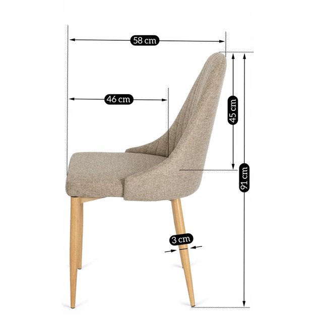 Turinas TORINO smėlio spalvos modernus apmuštas valgomojo krėslas 13