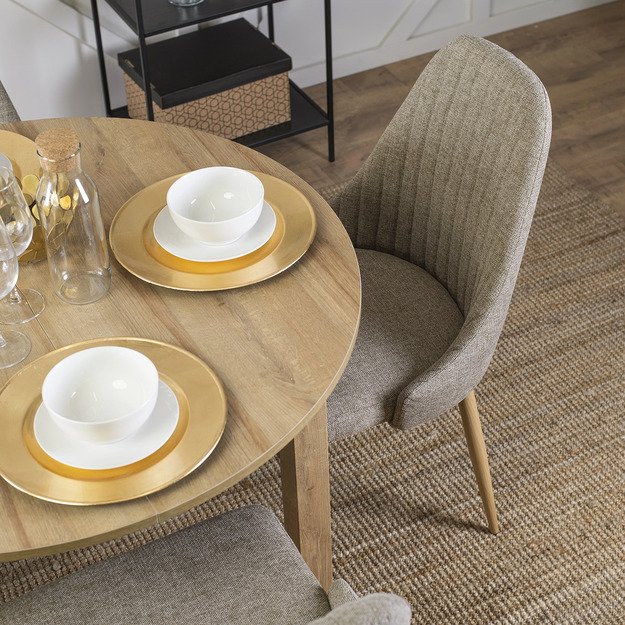 Turinas TORINO smėlio spalvos modernus apmuštas valgomojo krėslas 4