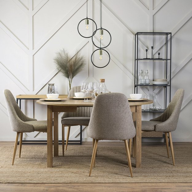 Turinas TORINO smėlio spalvos modernus apmuštas valgomojo krėslas 3