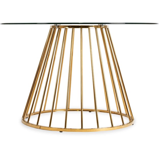 Oliveris OLIVIER apvalus stiklinis staliukas 120 cm su auksinėmis kojelėmis, modernus stilingam svetainės interjerui 9