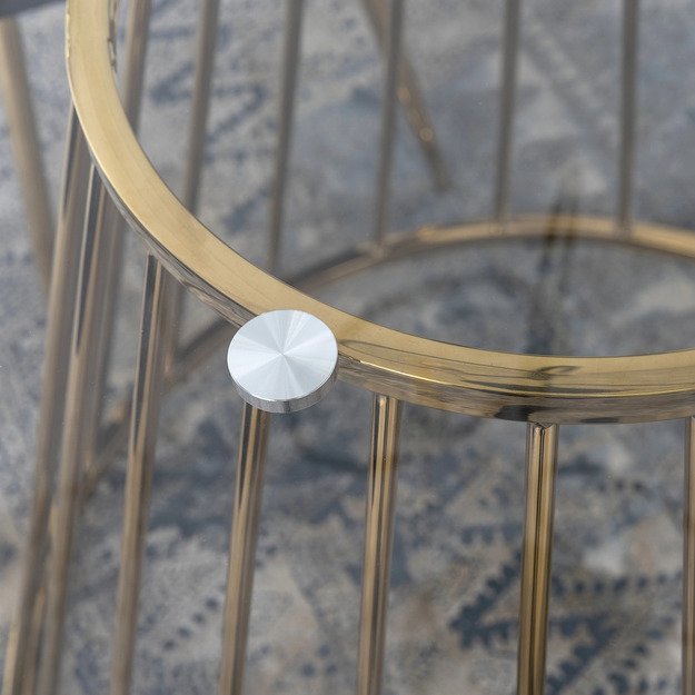 Oliveris OLIVIER apvalus stiklinis staliukas 120 cm su auksinėmis kojelėmis, modernus stilingam svetainės interjerui 5