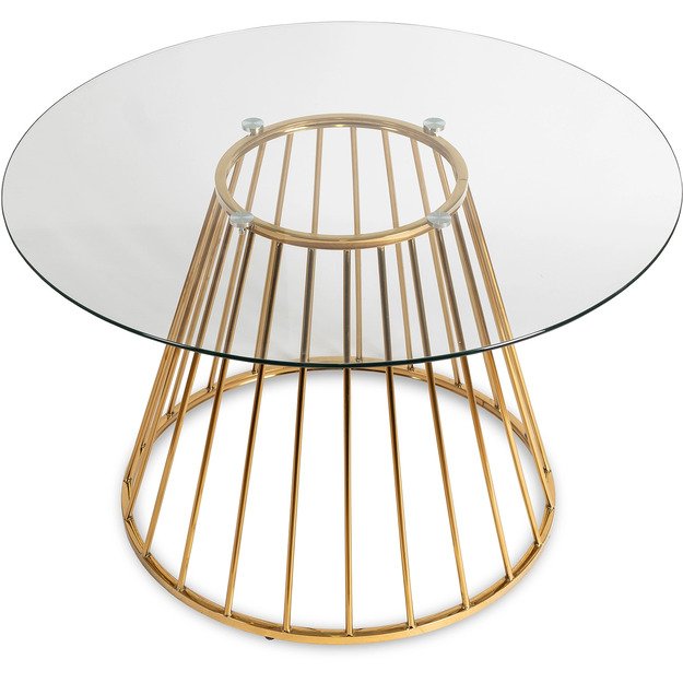 Oliveris OLIVIER apvalus stiklinis staliukas 120 cm su auksinėmis kojelėmis, modernus stilingam svetainės interjerui 10