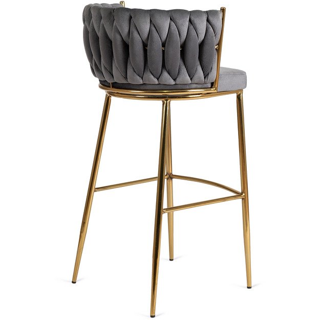 Floresas Apmuštas austas baro kėdė FLORES, pilkas aksomas, modernus loftas 4