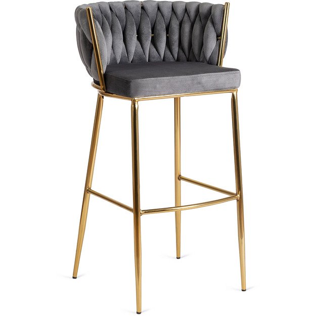 Floresas Apmuštas austas baro kėdė FLORES, pilkas aksomas, modernus loftas 1