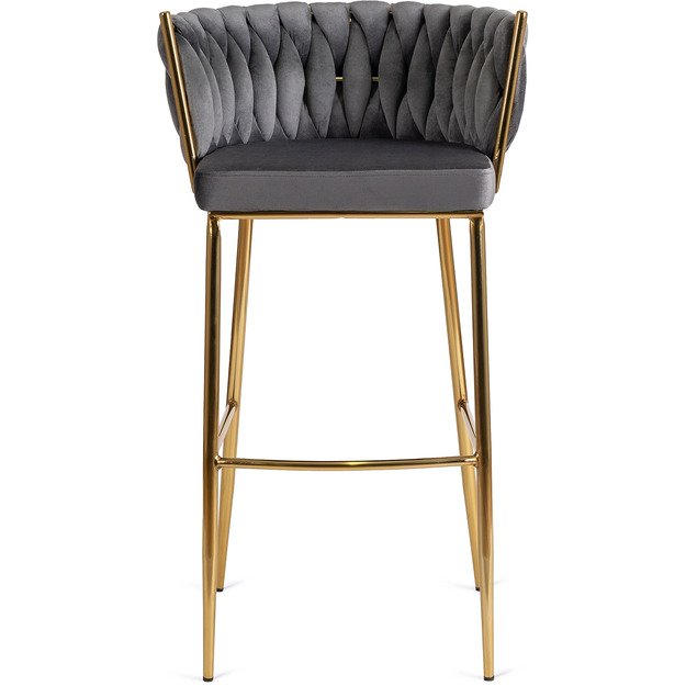 Floresas Apmuštas austas baro kėdė FLORES, pilkas aksomas, modernus loftas 2