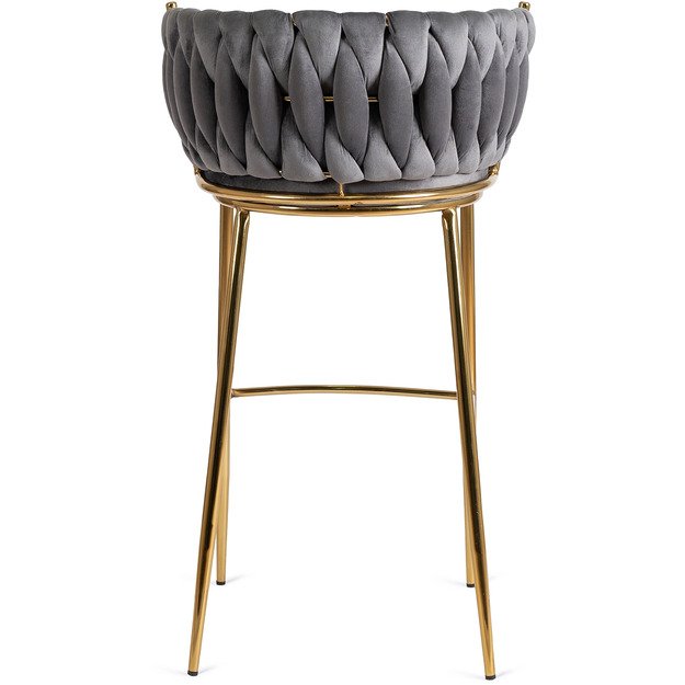 Floresas Apmuštas austas baro kėdė FLORES, pilkas aksomas, modernus loftas 5