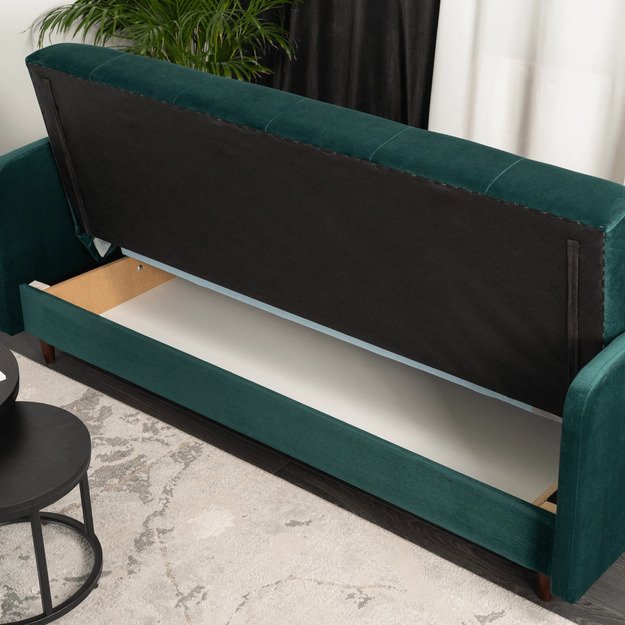 Tivoli TIVOLI sofa su miegojimo funkcija, dvivietė išskleidžiama sofa, žalias aksomas, moderni svetainė 6