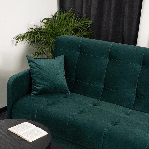 Tivoli TIVOLI sofa su miegojimo funkcija, dvivietė išskleidžiama sofa, žalias aksomas, moderni svetainė 2