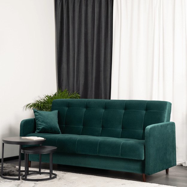 Tivoli TIVOLI sofa su miegojimo funkcija, dvivietė išskleidžiama sofa, žalias aksomas, moderni svetainė 1